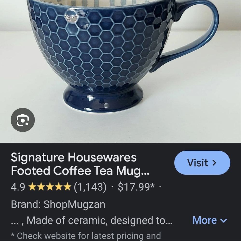 Signature housewares footed coffee cup beautiful detail - Picture 7 of 9